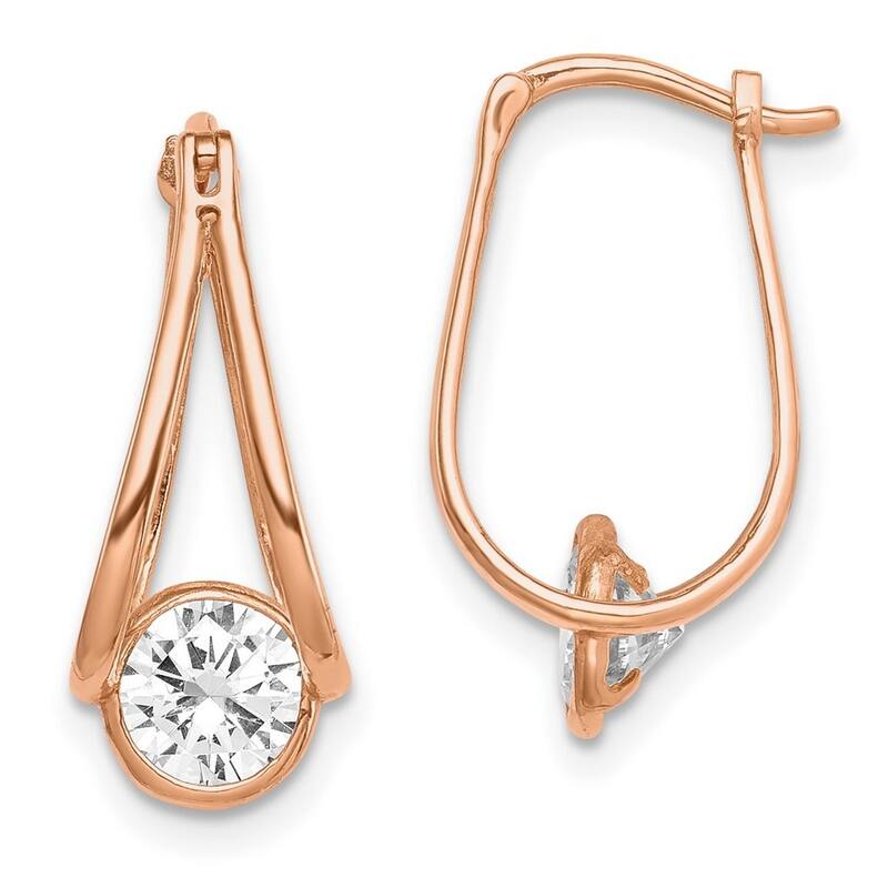 Curata 10k Yellow or Rose Gold Bezel Simulated Diamond Split Hoop Earrings - 20x10.07mm
