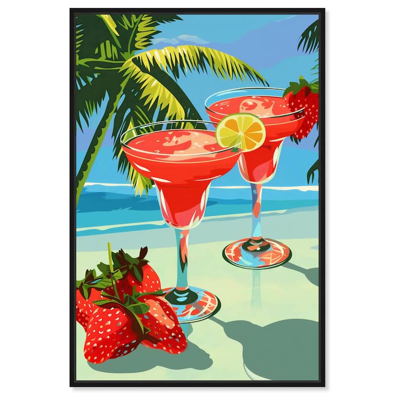 Strawberry Daiquri Breeze Canvas by Art Remedy - Black - 36" x 54"