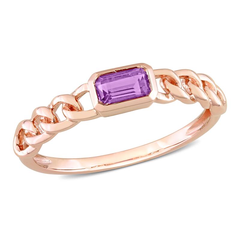 Miadora 10k Rose Gold African Amethyst Stackable Link Ring