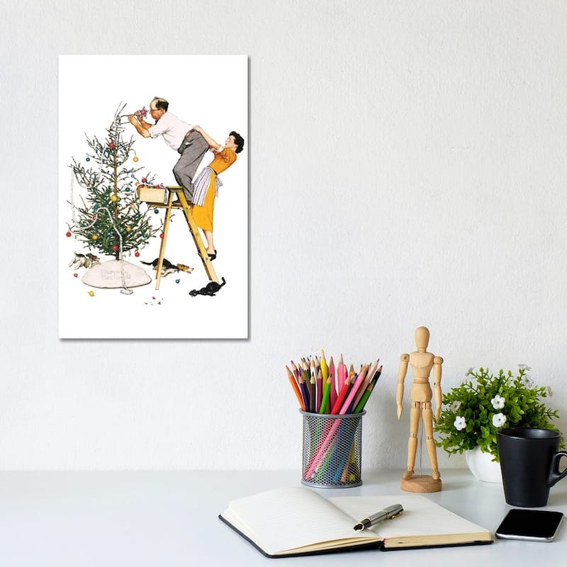 iCanvas "Trimming the Tree" by Norman Rockwell Canvas Print - 12x8x0.75