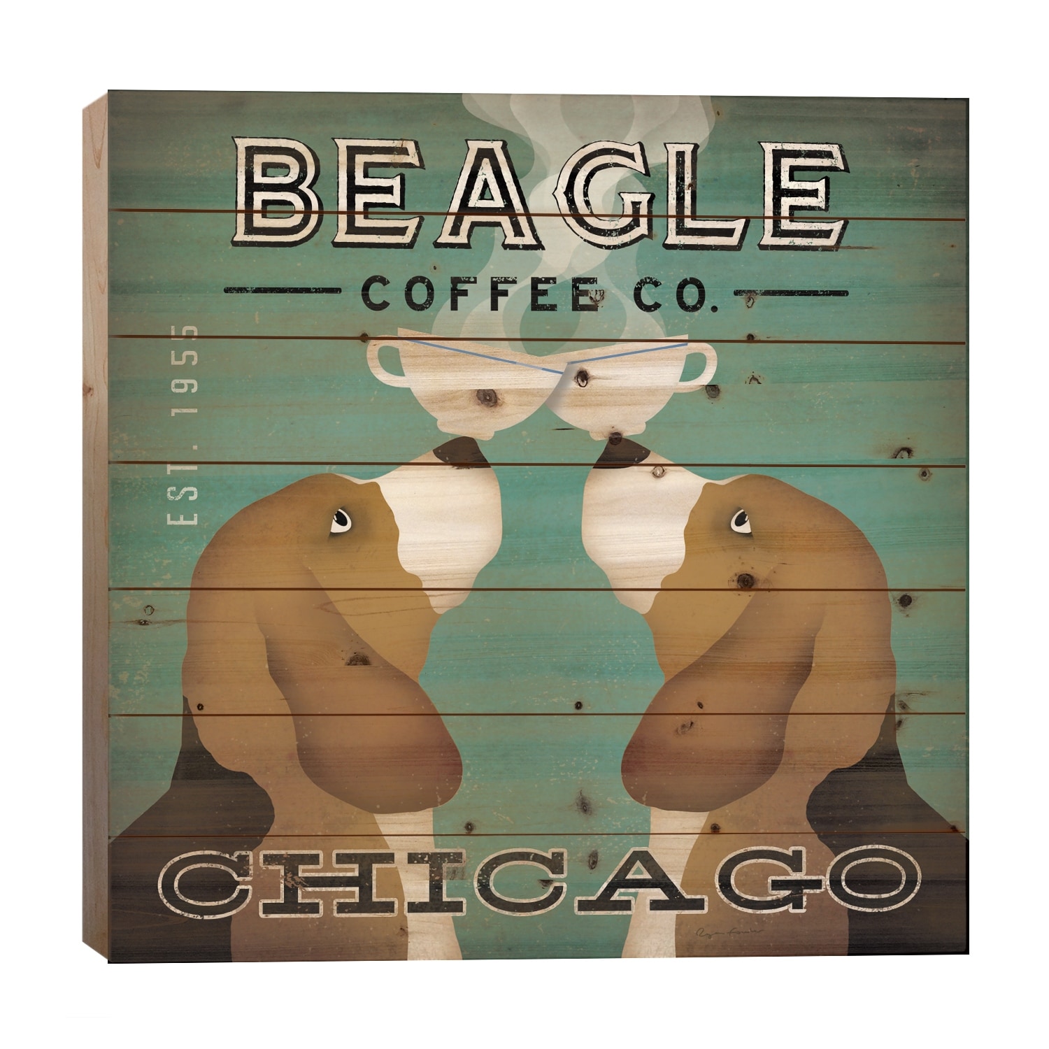 Beagle Coffee Co. Print On Wood by Ryan Fowler - Multi-Color