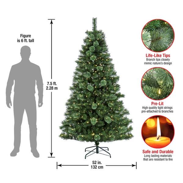 7.5 ft. Pre-Lit Ontaria Pine Tree with LED Lights - 7.5 ft - On Sale ...