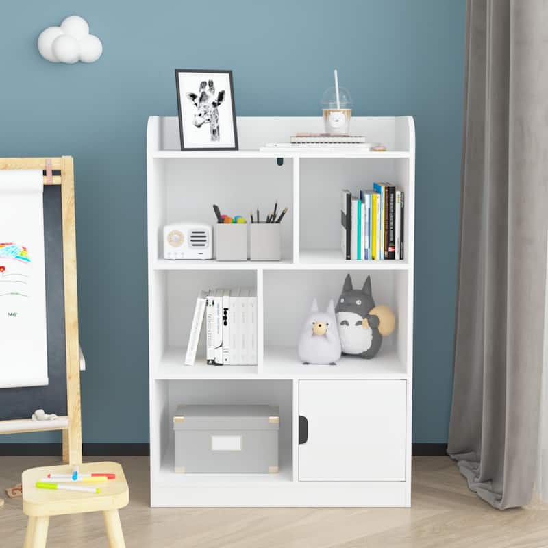 Kids Bookcase, Bookshelf with 6 Compartments, Freestanding Shelves and Cube Organizer