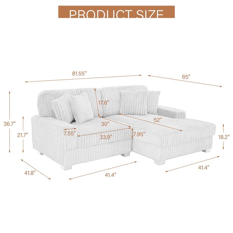 118.4"W Plush Modular Sectional Sofa with Pillows
