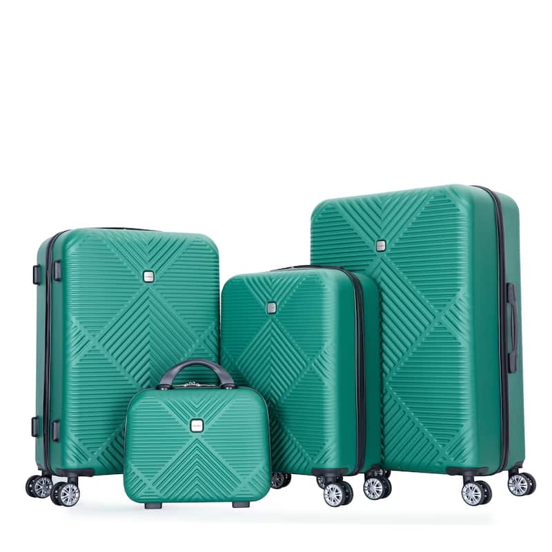 4-Piece, Luggage Sets, Lightweight Luggage with 360 ° Aircraft Wheels and Adjustable Handle, for Boarding Travel, Dark Green