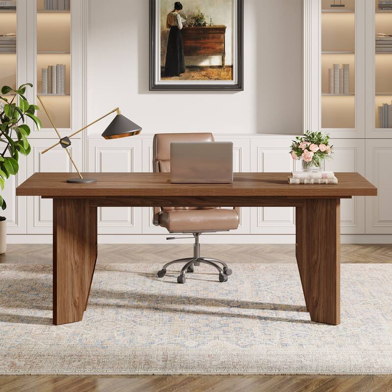 63" Executive Desk, Farmhouse Office Computer Desk with Sturdy Legs