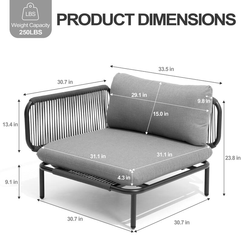 Pellebant Outdoor Sectional Sofa Patio Conversation Seating Set