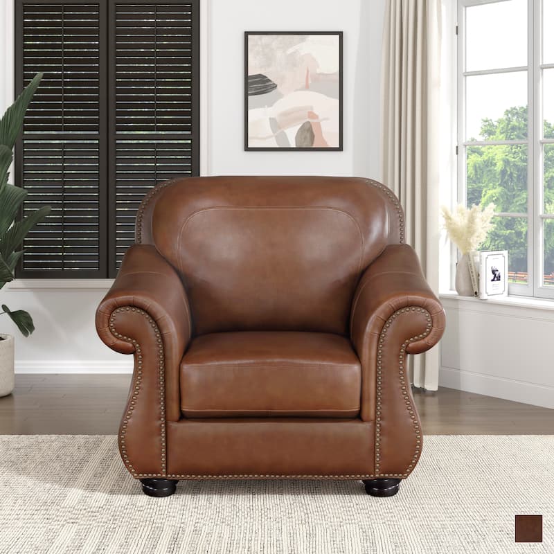 Fowler Leather Match Living Room Chair - 42" x 40" x 37.5"