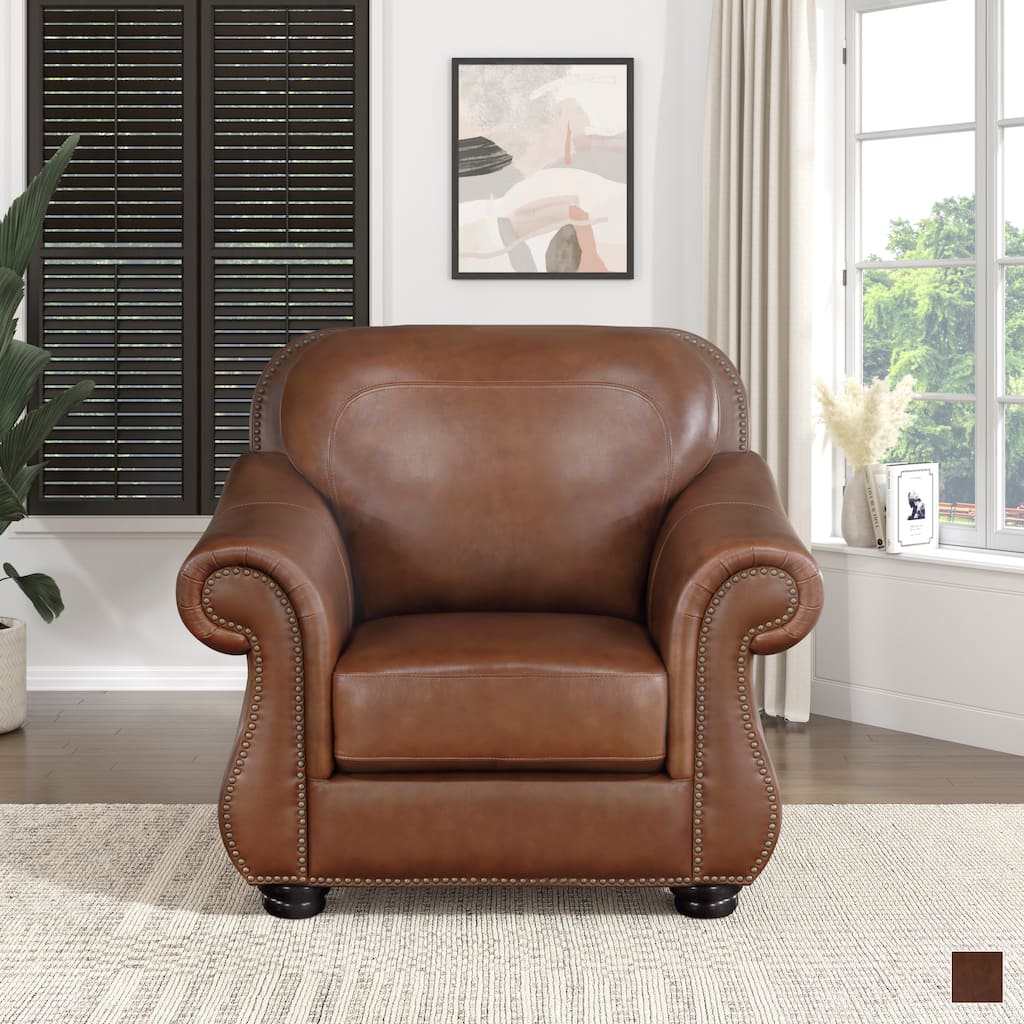 Fowler Leather Match Living Room Chair - 42" x 40" x 37.5"