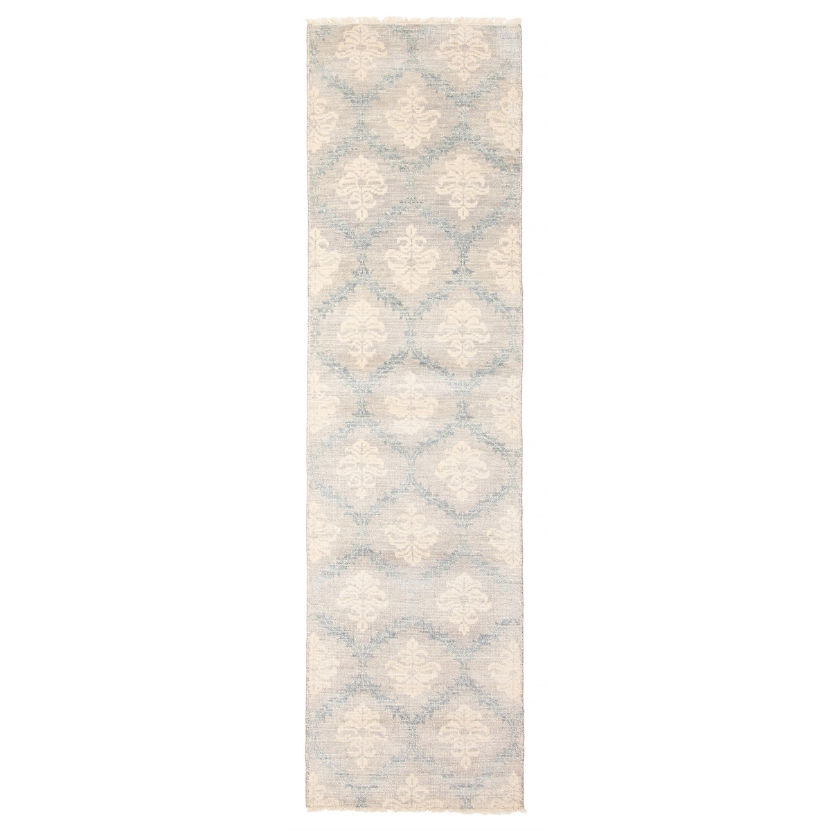 ECARPETGALLERY Hand-knotted Silk Shadow Grey Wool Rug - 2'7 x 9'9