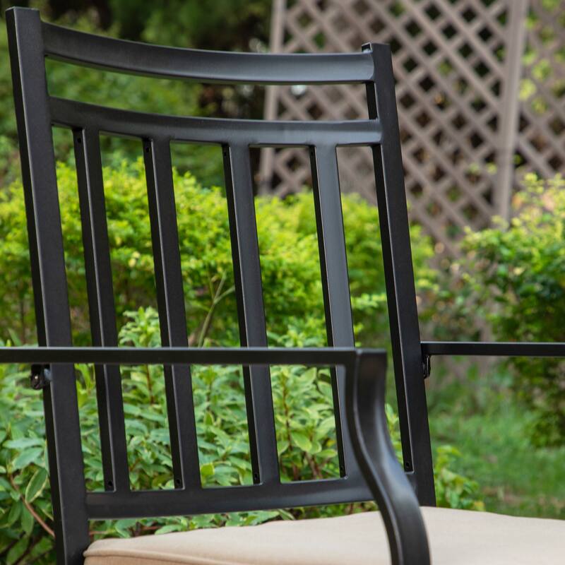 MAISON ARTS 6-Piece Patio Dining set with 1 Rectangle Steel Table, 2 Swivel Chairs, 2 Stackable Chairs and 1 Bench