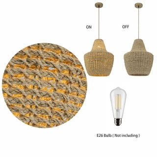 Mika 1-Light Rattan Pendant, Modern Coastal Boho - Handwoven - 16" Wide