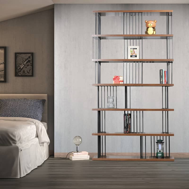DAVEE Modern & Contemporary Antique Wood 6-tier Bookcase - 86.81*47.24*11.81 inches