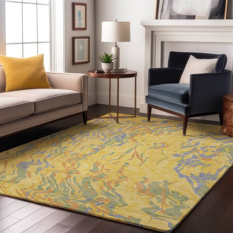 Premium Washable Super Soft Modern Contemporary Mayfield Rug - Yellow - 5' x 7'6"