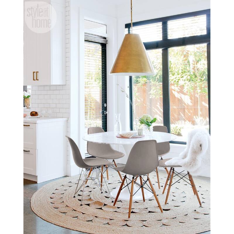 Set of 2 Mid-Century Modern Dining Chairs Armless Plastic Shell Seat with Natural WoodenEiffel Leg Base, Orange