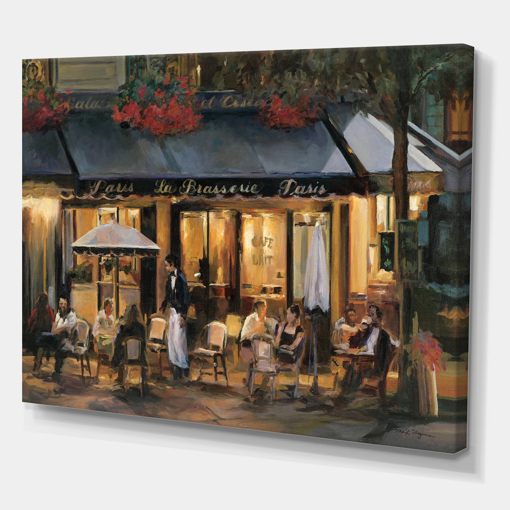 La Brasserie of Champs-elysees Paris' Gallery-wrapped Canvas - Grey ...
