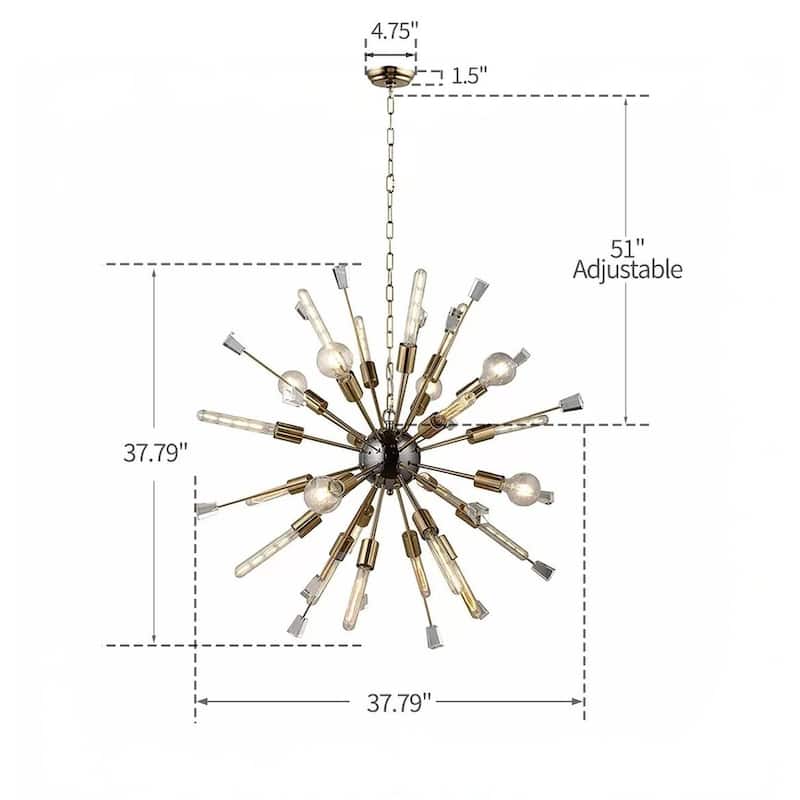 Italian 24-Light Dimmable Sputnik Star Chandelier