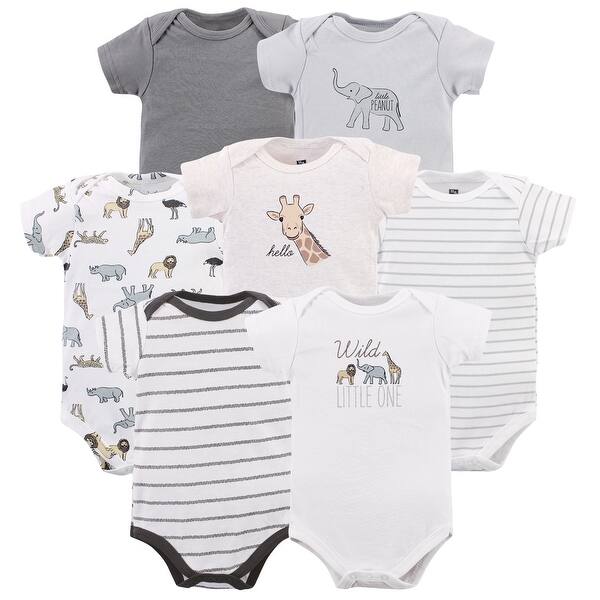 slide 1 of 1, Hudson Baby Infant Unisex Cotton Bodysuits, Modern Neutral Safari 0-3 Months - Modern Neutral Safari