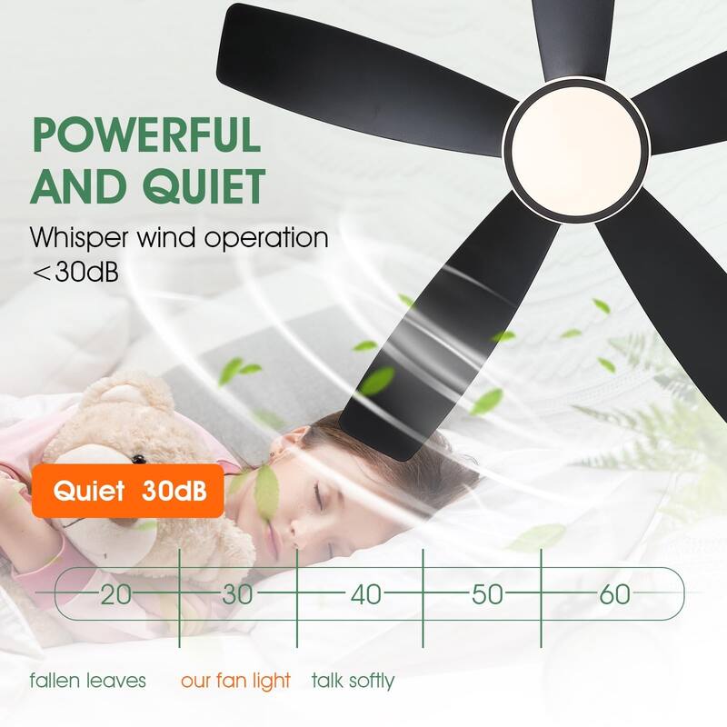 41" Low Profile Ceiling Fans with Lights, Indoor Invisible Ceiling Fan, LED Ceiling Fans - 41 Inches