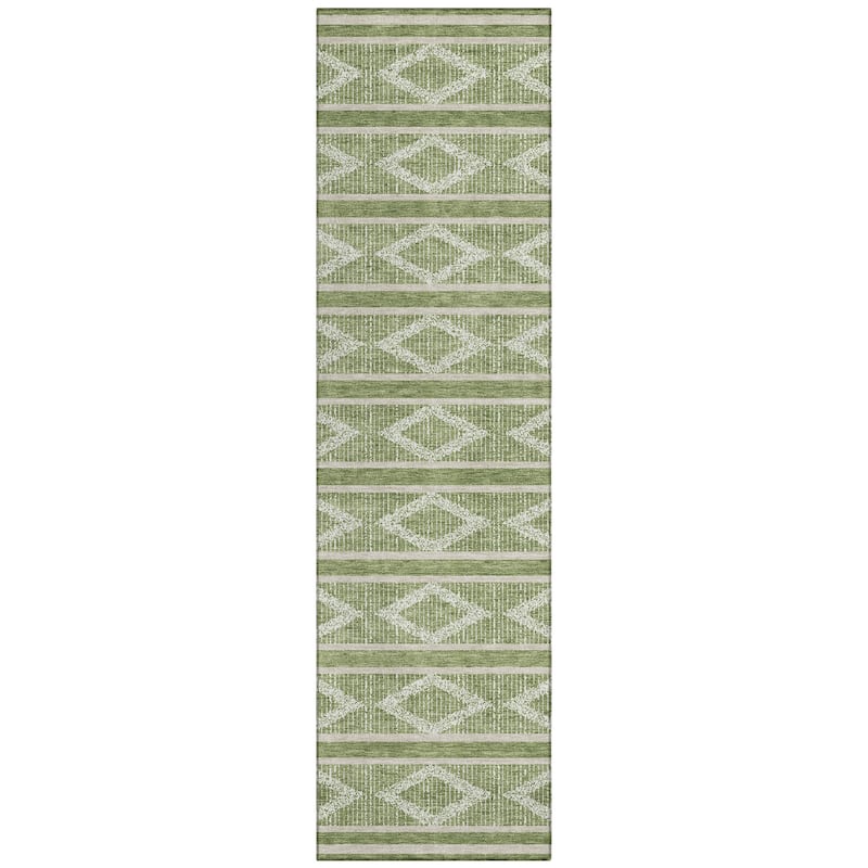Machine Washable Indoor/ Outdoor Diamond Stripe Chantille Rug