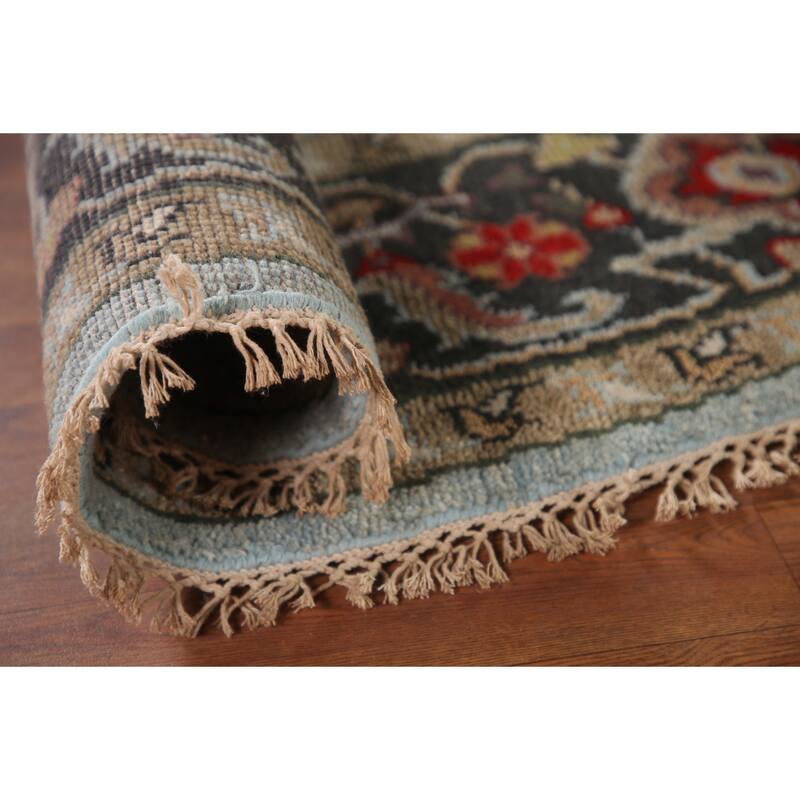 Light Blue Heriz-Serapi Oriental Round Area Rug Handmade Wool Carpet - 7'11"x 7'11"