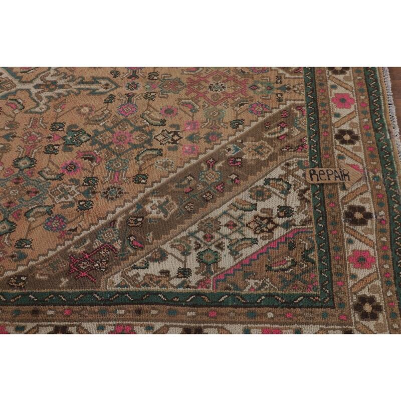 Geometric Hamedan Persian Vintage Area Rug Handmade Wool Carpet - 6'7"x 10'4"