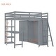 preview thumbnail 9 of 12, Full Size Loft Bed with Wardrobe and Desk, Maximized Space, Grey