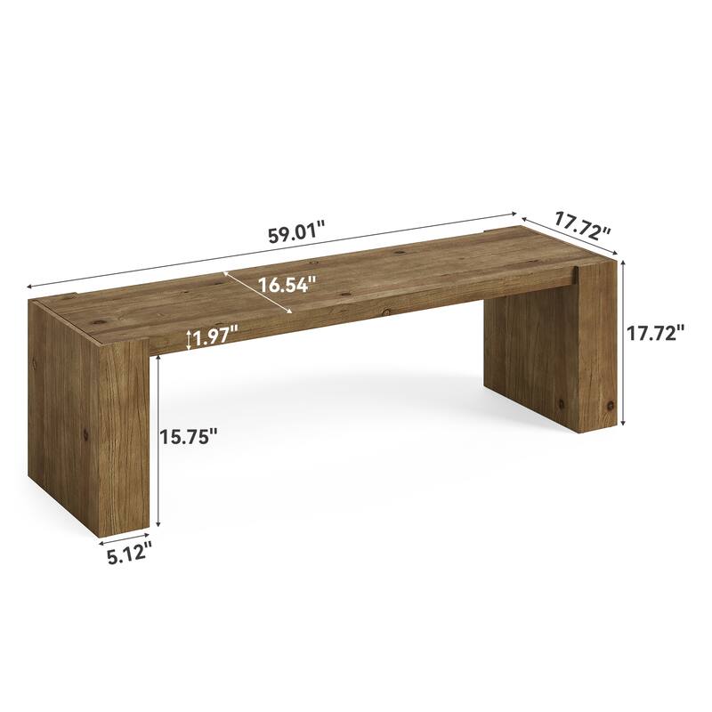 59" Long Solid Wood Dining Bench with Sturdy Frame for Dining Room