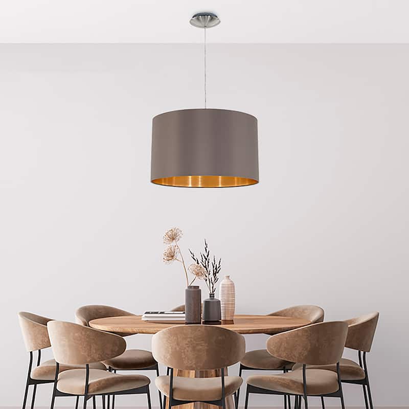Eglo Maserlo 1-light Satin Nickel Pendant with Cappuccino and Gold - Satin Nickel
