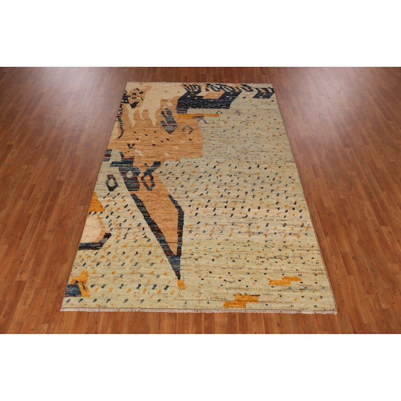 Multi-Color Moroccan Oriental Area Rug Hand-Knotted Wool Carpet - 6'2" x 9'8"