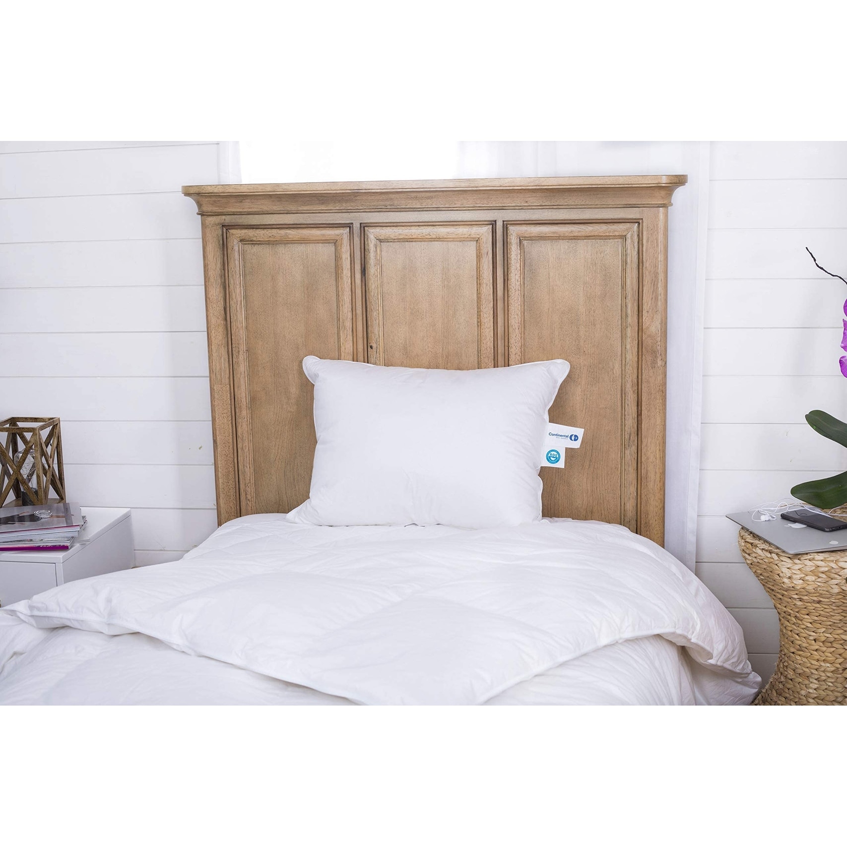 Continental Bedding White Goose Down Luxury Firm Pillows Bed