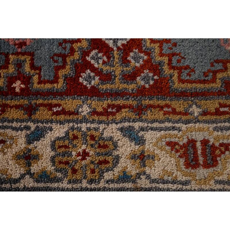 Blue Geometric Viss Oriental Accent Rug Hand-Knotted Wool Carpet - 2'11"x 5'3"