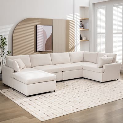 100.4" U-Shaped 6-Seat Sofa with Removable Ottomans