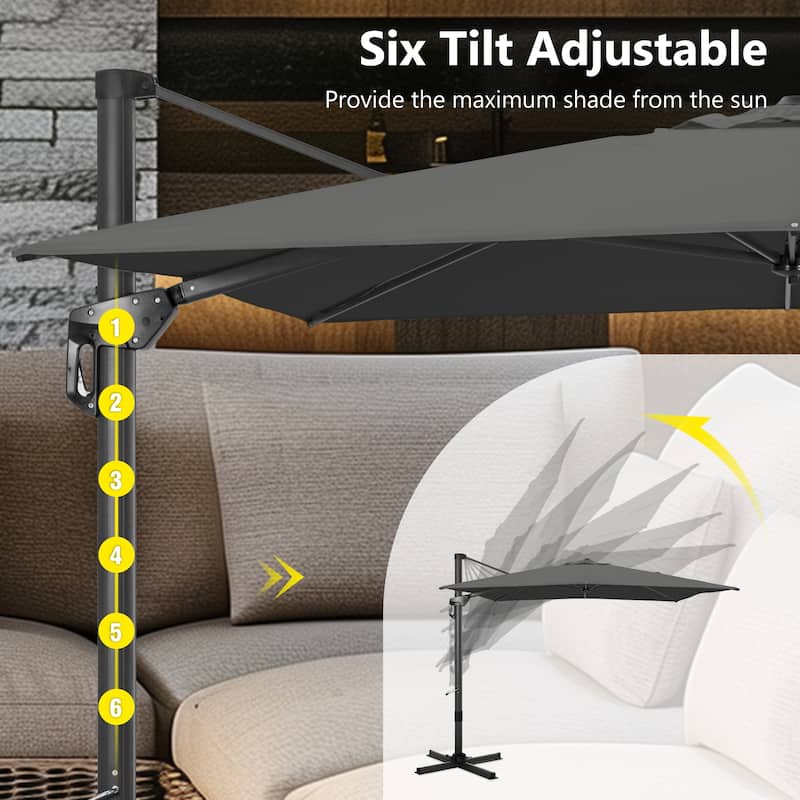 MAISON ARTS 12 FT Cantilever Umbrella 360 Degree Rotation & 6-Tilt Adjustable