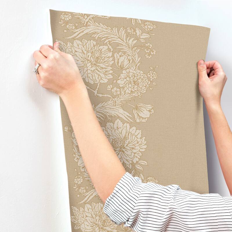 Chris Loves Julia x A-Street Prints Gisela Neutral Floral Columns Wallpaper