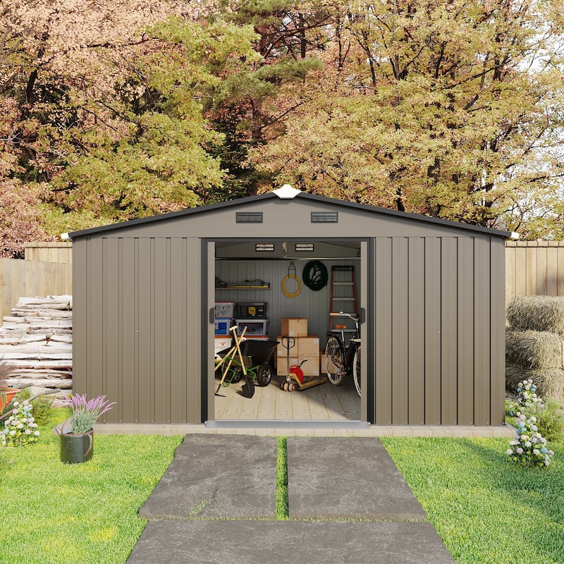 10*12ft Metal Storage Sheds with Two Windows,Door