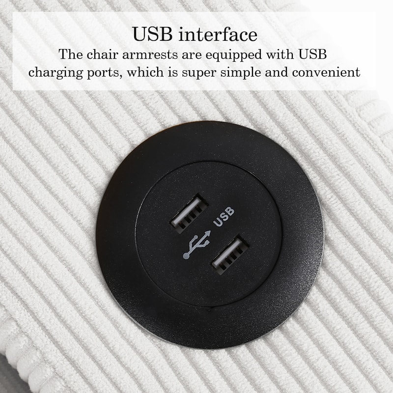 3-in-1 Corduroy Sleeper Sofa Pull-Out Bed Convertible Adjustable Loveseat with USB Port