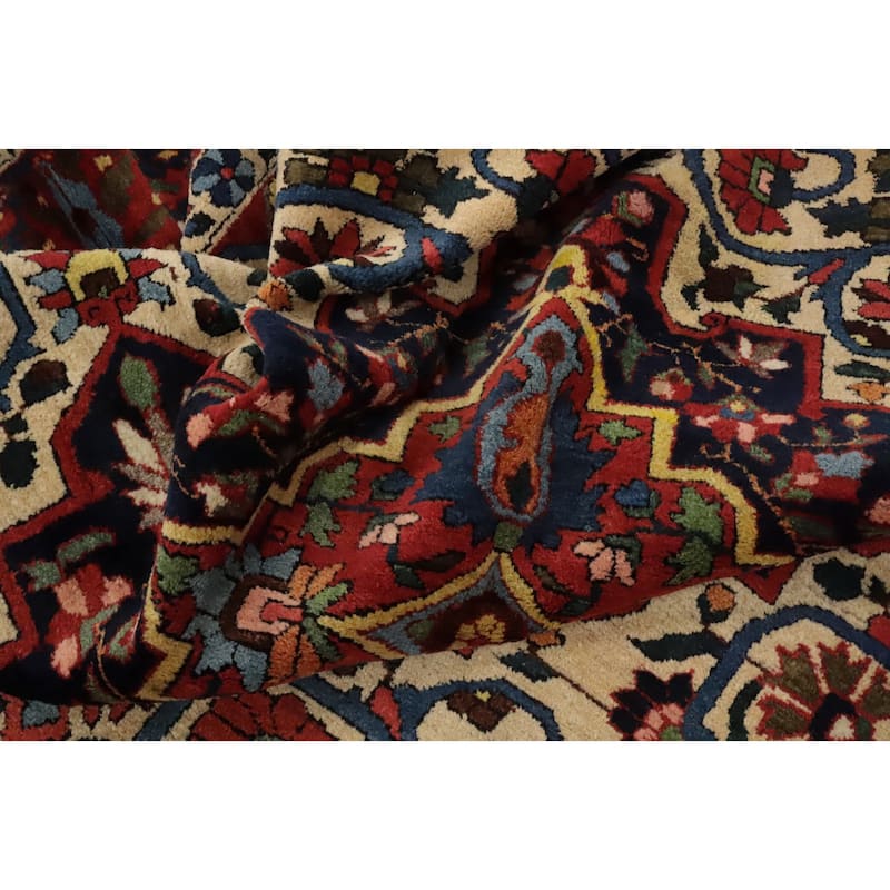 Hand Knotted Oriental 100% Wool Carpet Traditional Floral Beige & Ivories Bakhtiari Area Rug - 9' 8'' X 7' 1''