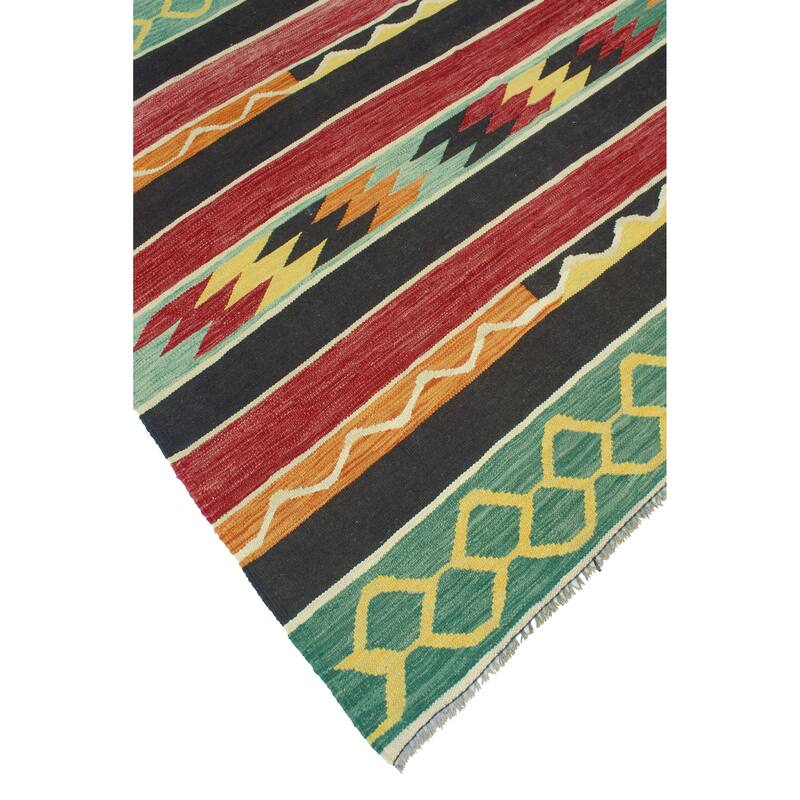 Modern Flatweave Alfredo Red/Black Rug - 5'9" x 8'1"