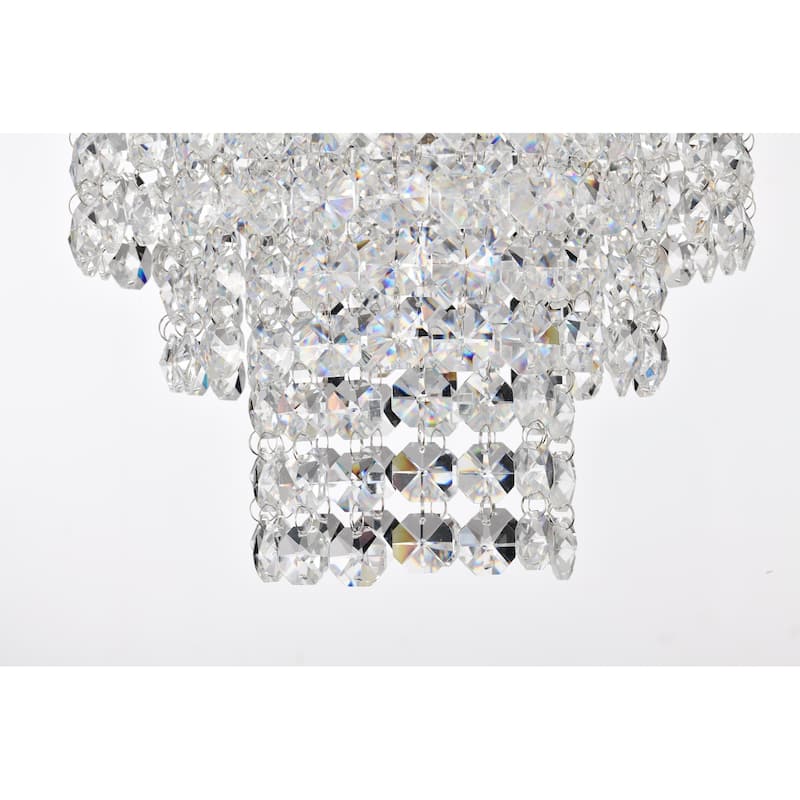 Antique Black 1-Light Glam Mini Chandelier with Tier Cascading Crystals