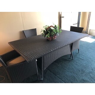 Malta Outdoor Transitional 7 Piece Wicker Dining Set with Water-Resistant Cushions by Christopher Knight Home