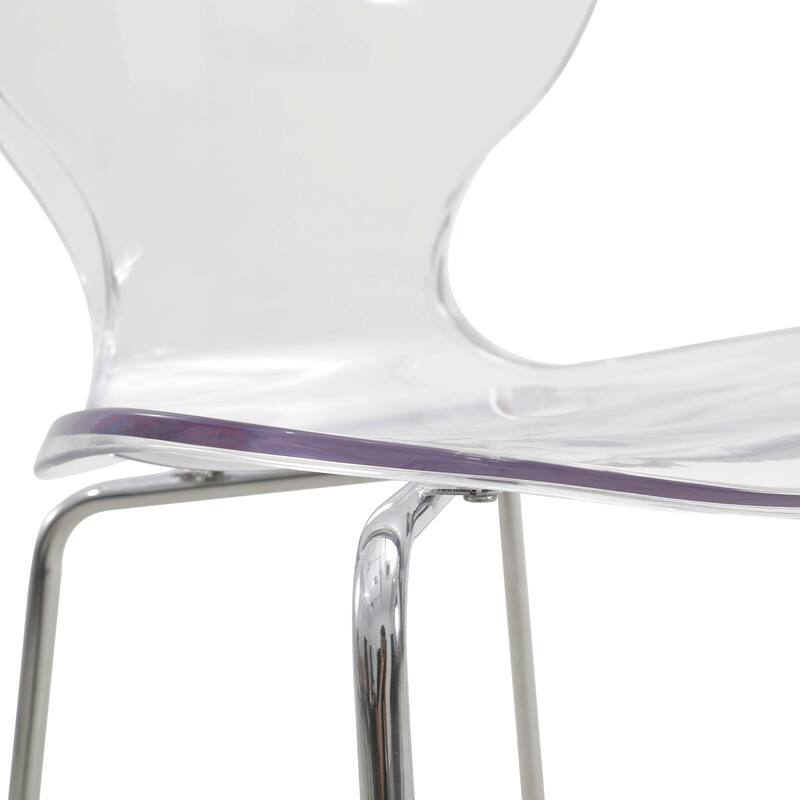 30 in. Seat Height Acrylic Plastic Barstool in Chrome Steel Frame Armless with Footrest