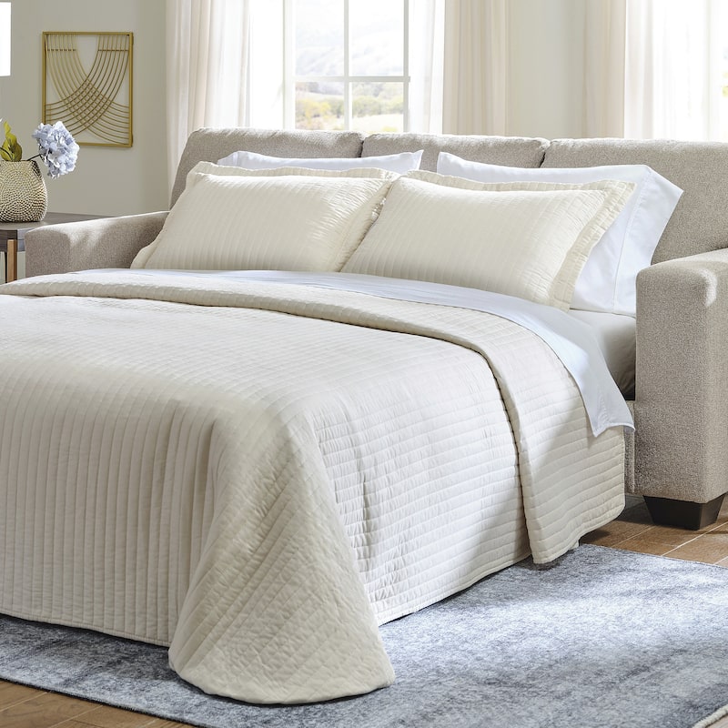 Signature Design by Ashley Deltona Parchment Queen Sofa Sleeper - 85" W x 38" D x 37" H - 85" W x 38" D x 37" H - Parchment