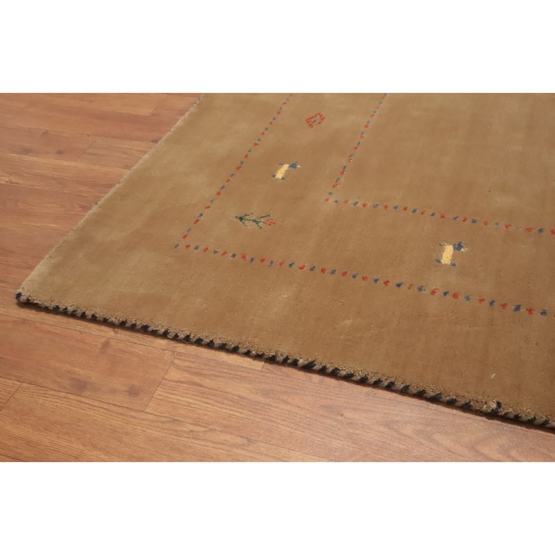 Hand Knotted Oriental 100% Wool Carpet Tribal Animal Pictorial Brown Gabbeh Area Rug - 8' 2'' X 5' 2''