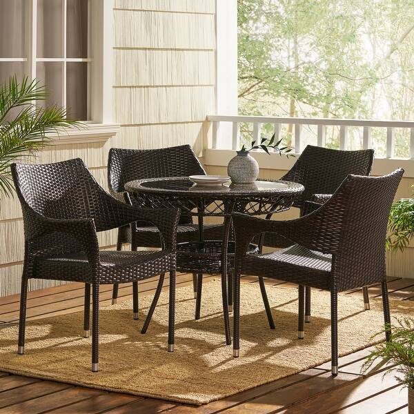 Mirage Outdoor 5piece Wicker Dining Set by Christopher Knight Home
