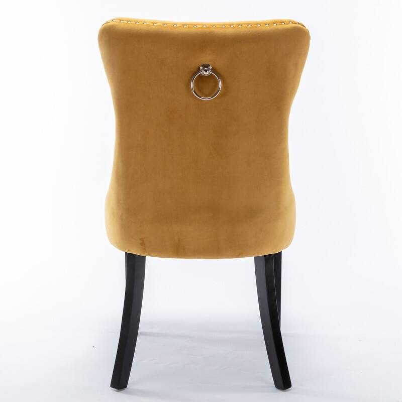 Tufted Velvet Dining Chairs with Nailhead Trim (Set of 2)