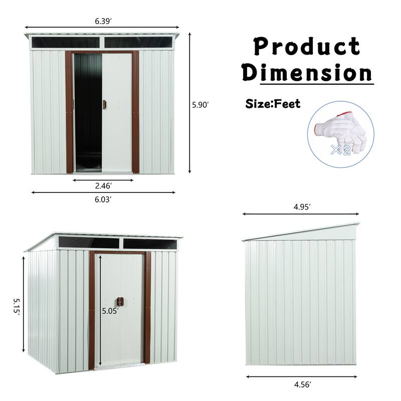 Rustproof Galvanized Steel Storage Shed Garden Shed with Sliding Lockable Doors & Tilted Roof Waterproof Tool Shed