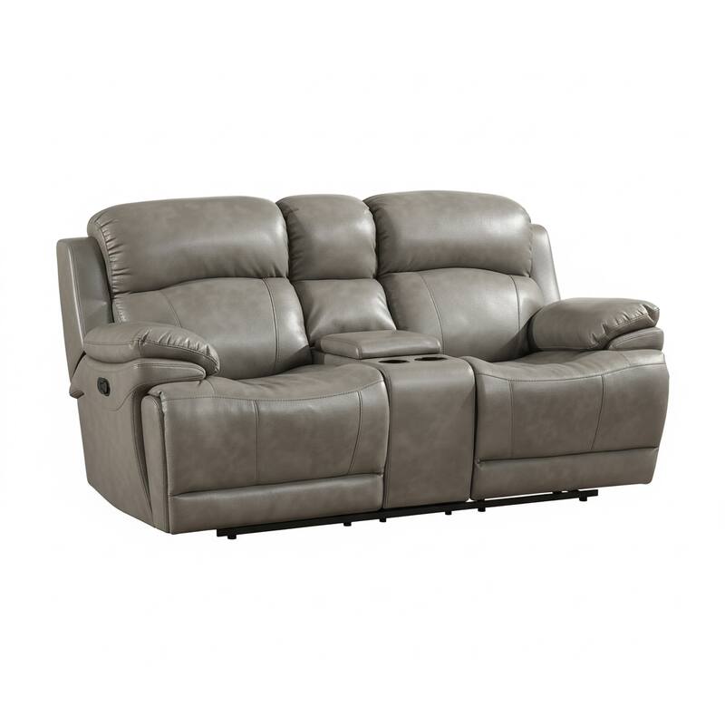 Estella Grey Italian Leather Contemporary Power Reclining Loveseat