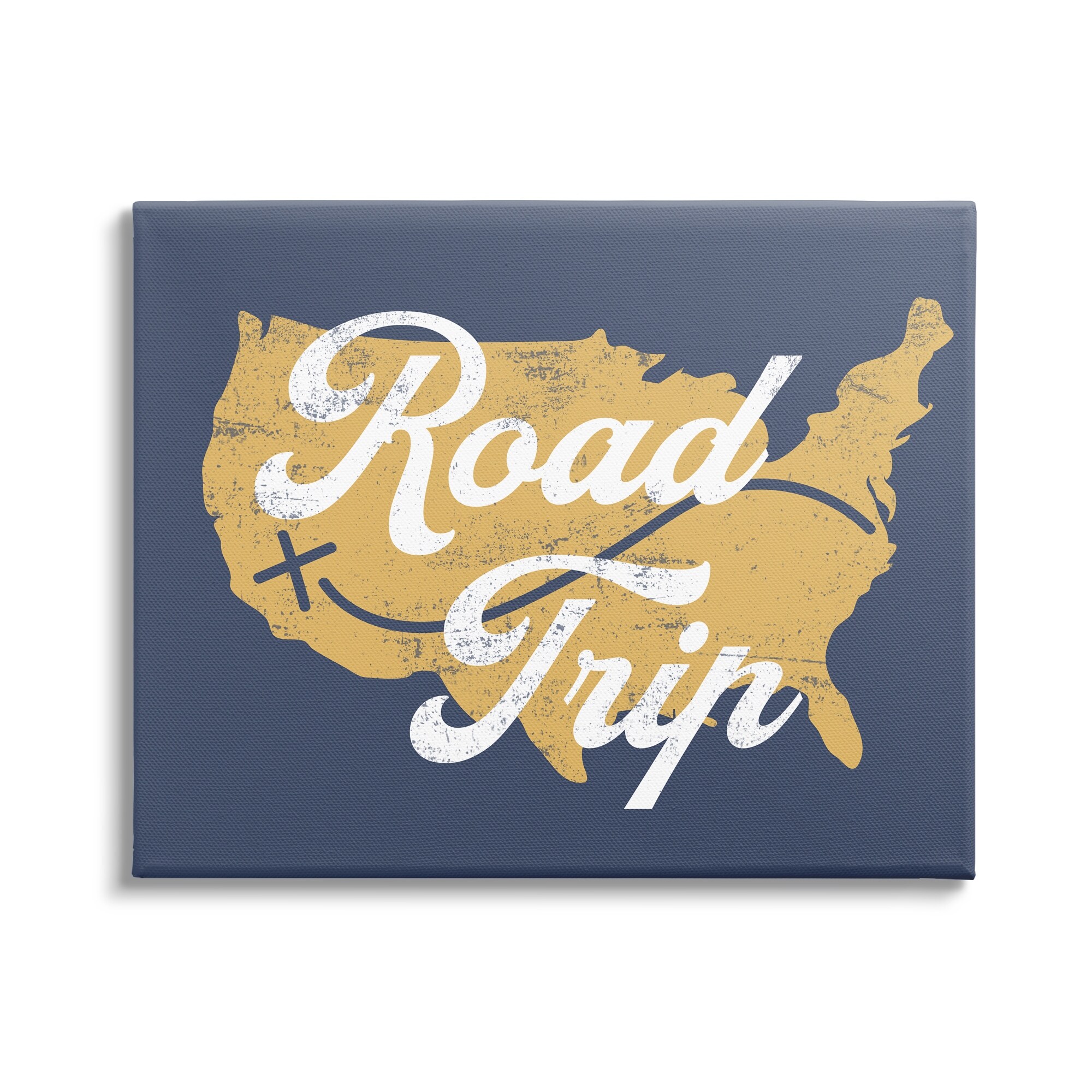 Stupell Road Trip Vintage Text Traveling Country Map  Canvas-image