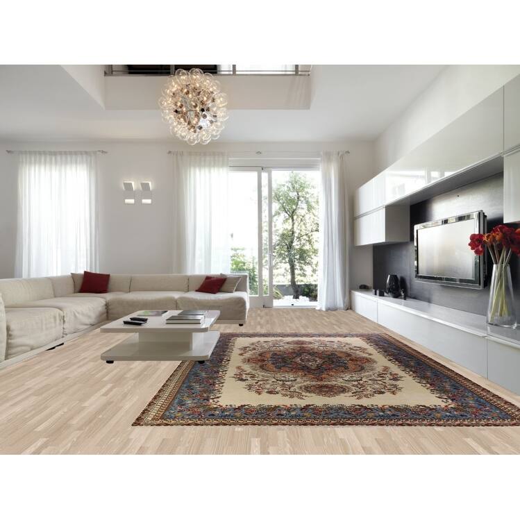 Hand Knotted Oriental 100% Wool Carpet Traditional Floral Beige & Ivories Tabriz Area Rug - 15' 2'' X 10' 1''